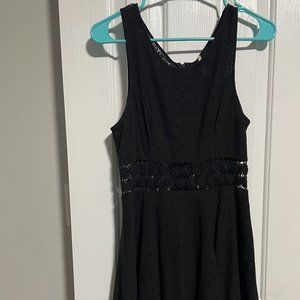 Free People Black Lace Skater Dress with waist cutouts